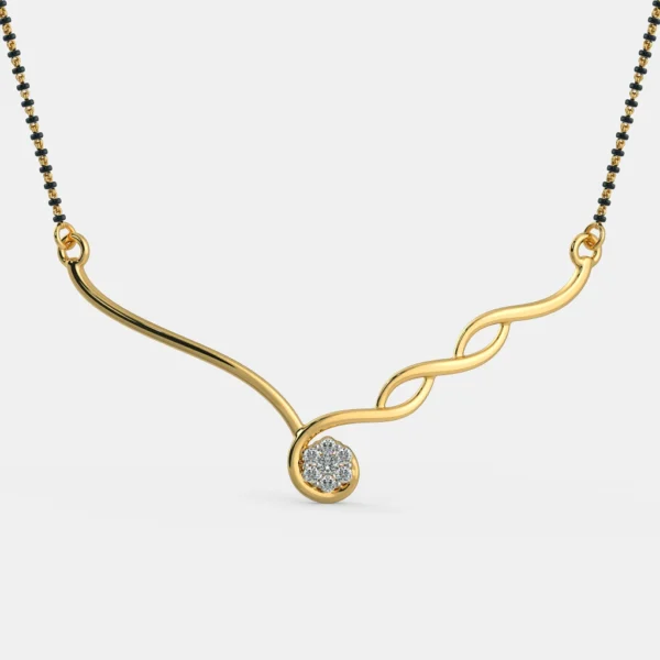 Twisted Gold Band Diamond Mangalsutra Pendant