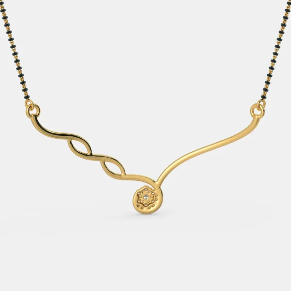 Twisted Gold Band Diamond Mangalsutra Pendant - Image 2