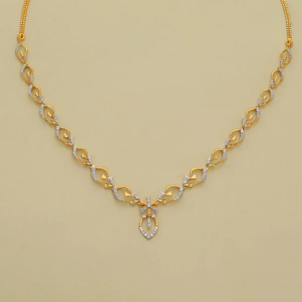 Elegant Teardrop Lab Diamond Gold Link Necklace - Image 3