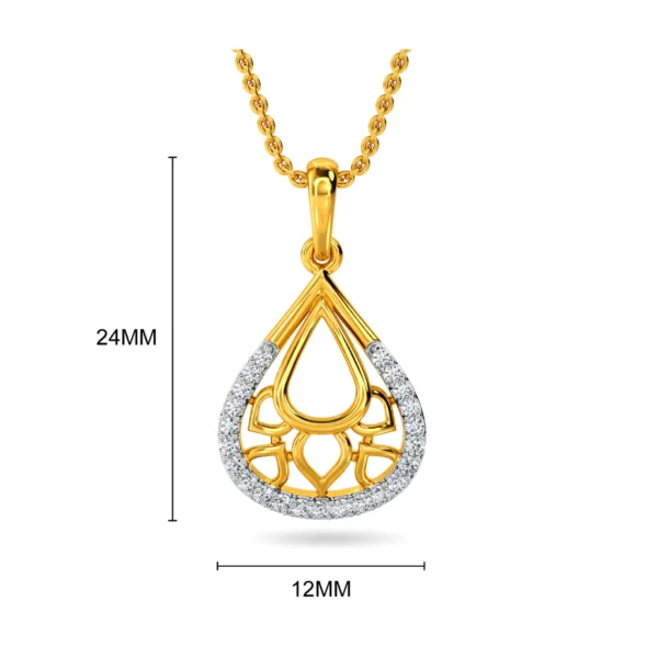 14KT Gold Lab Diamond Teardrop Pendant For Her - Image 2
