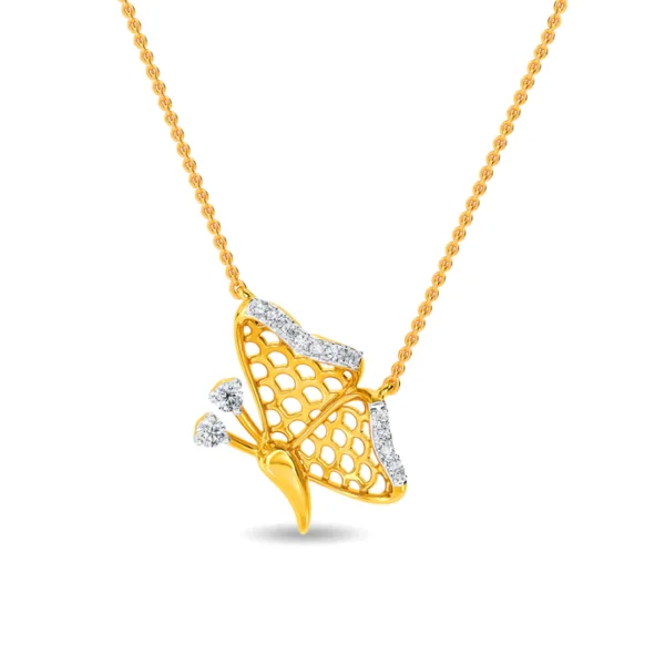 Delicate Butterfly Shape Gold Lab Diamond Pendant