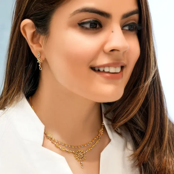 Delicate Lab Diamond Flower Cluster Statement Necklace