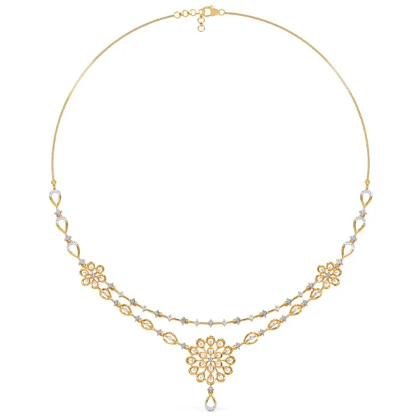 Delicate Lab Diamond Flower Cluster Statement Necklace - Image 4