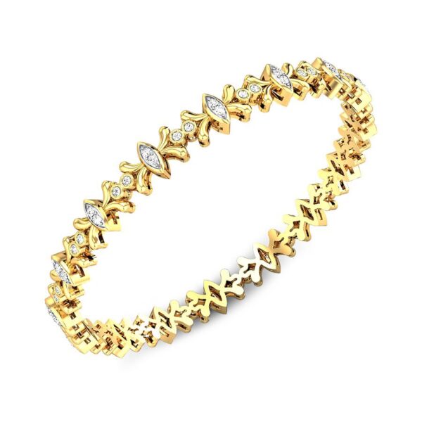 Delicate Floral Gold Diamond Bangle