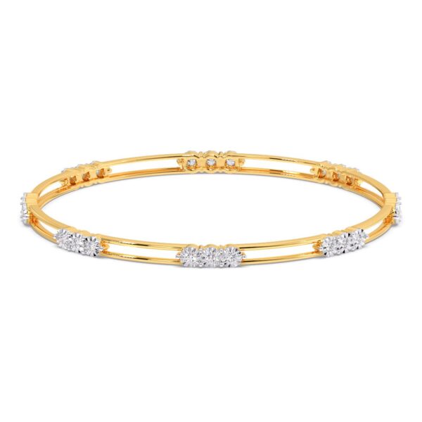 Elegant Gold Diamond Cluster Bangle - Image 4