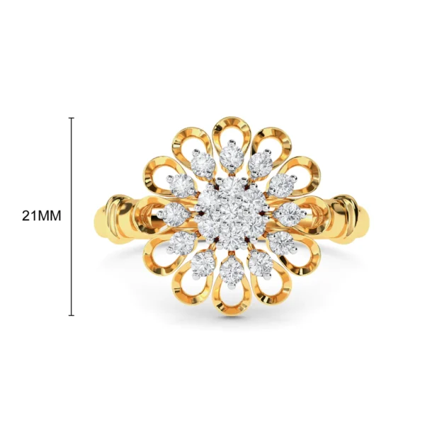 Gold Blooming Flower Cluster Lab Diamond Engagement Ring - Image 6