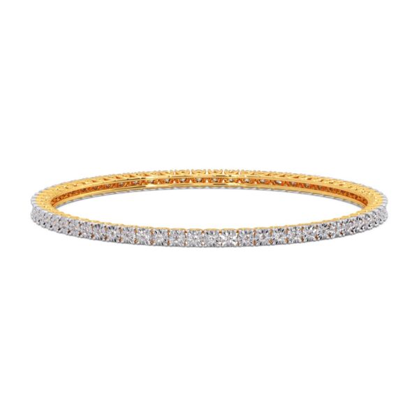 Gold Classic Single Line Diamond Bangle - Image 5