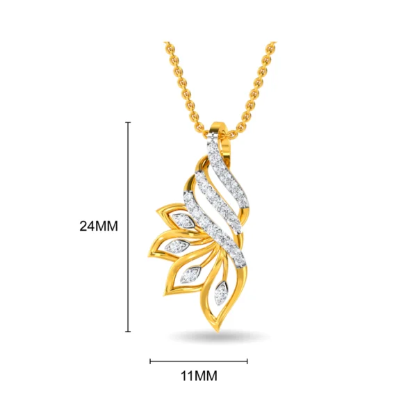 Gold Lab Diamond Elegant Leafy Motif Pendant for Her - Image 2