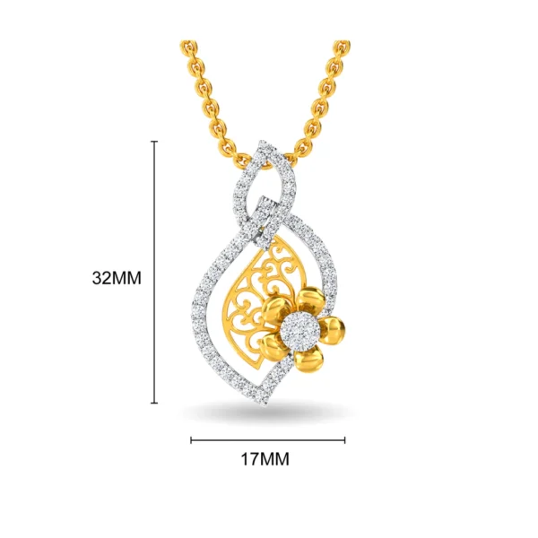 Gold Lab Diamond Floral Leafy Harmony Pendant - Image 2