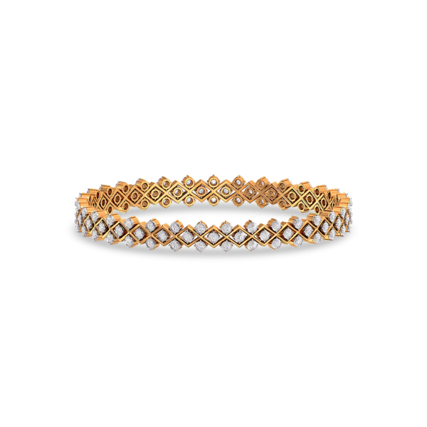 Gold Diamond Geometric Pattern Bangle - Image 4