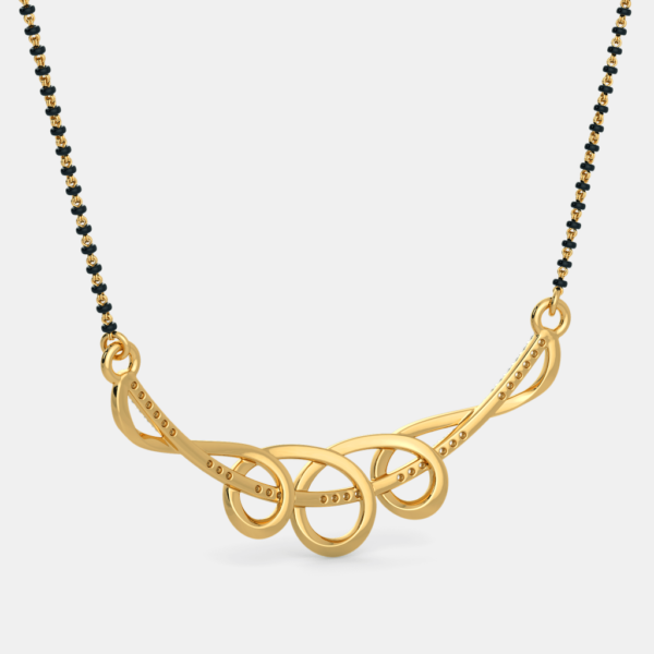 Gold Diamond Intertwined Loop Mangalsutra Pendant - Image 5