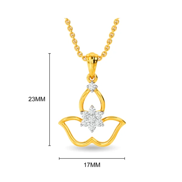 14KT Gold Lab Diamond Lotus Flower Pendant - Image 2