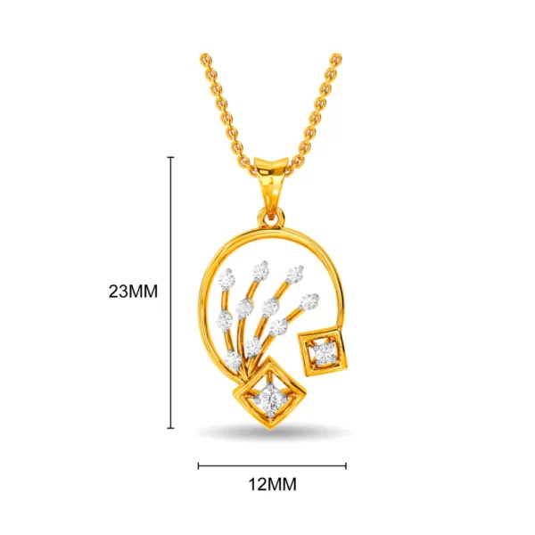 Golden Circular Frame With Whispering Leaves Lab Diamond Pendant - Image 2