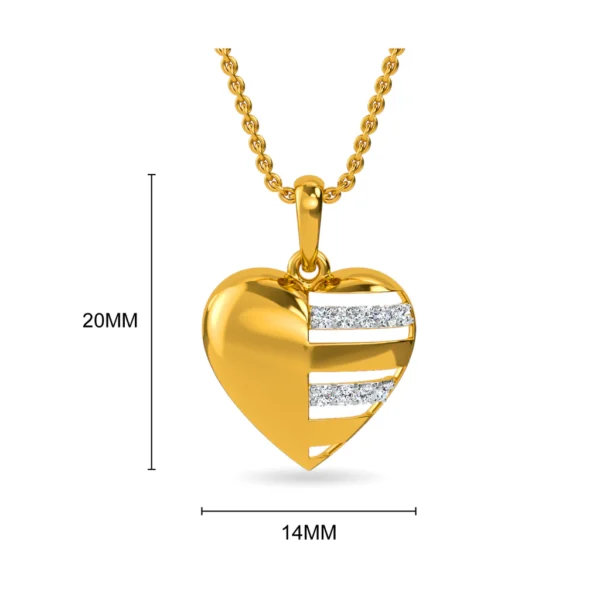 Golden Heart Pendant with Sparkling Lab Diamond - Image 2