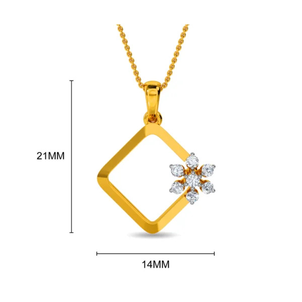 Golden Square Lab Diamond Flower Pendant - Image 3