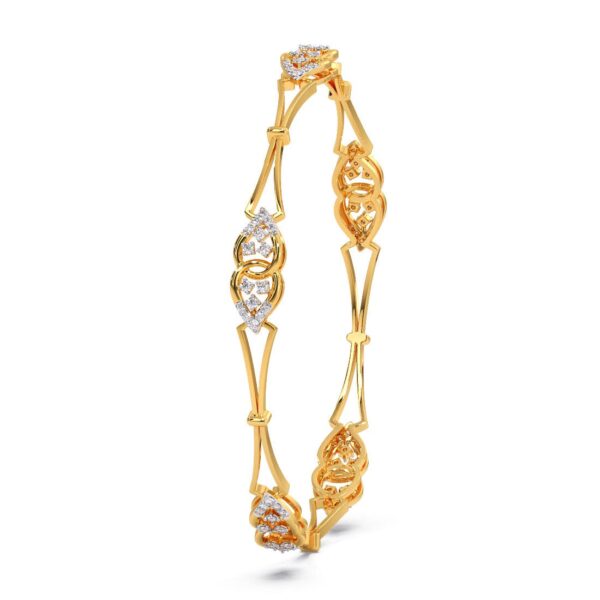 Interconnected Oval Shapes Gold Lab Diamond Bangle - Image 5