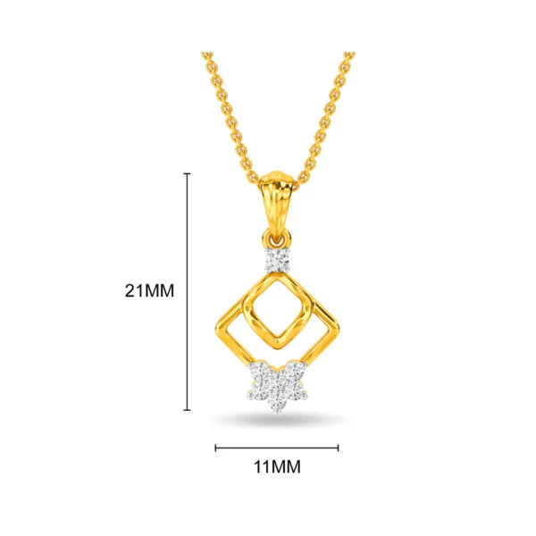 Intricate Square Pattern Gold Lab Diamond Pendant - Image 3