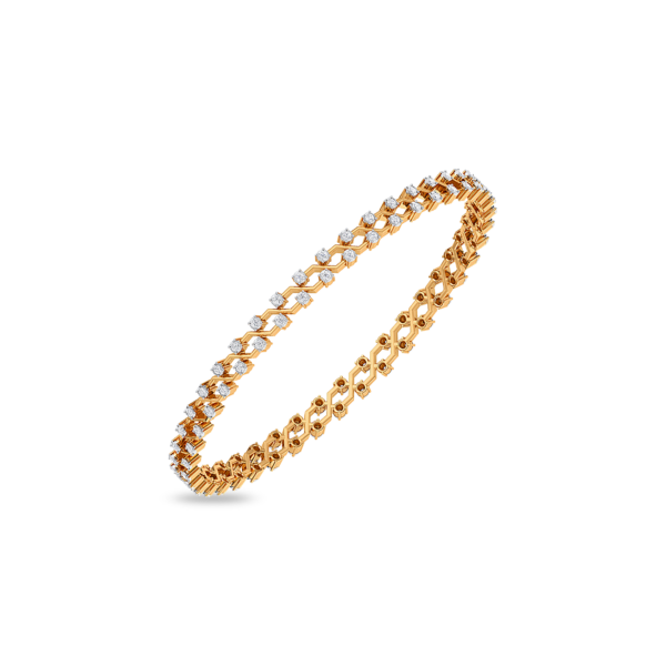 Sparkling Gold Links Diamond Bangle - Image 5