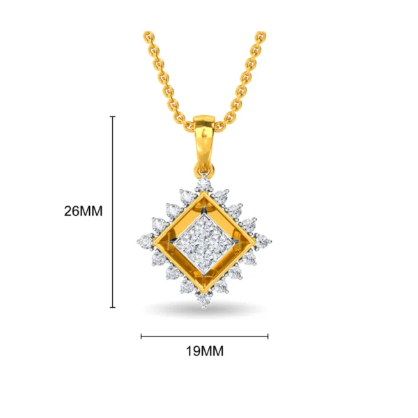 Stunning Square Shape Gold Lab Diamond Pendant - Image 2