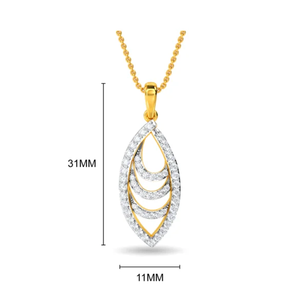 Gold Elegant Wave Marquise Lab Diamond Pendant - Image 4