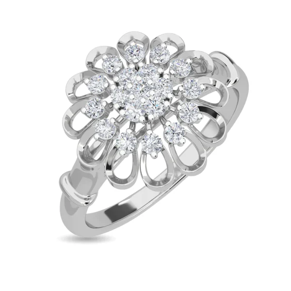 Gold Blooming Flower Cluster Lab Diamond Engagement Ring - Image 4
