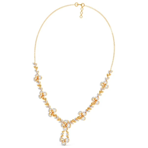 Buy Gold Lab Diamond Necklace Flower Design - Image 2