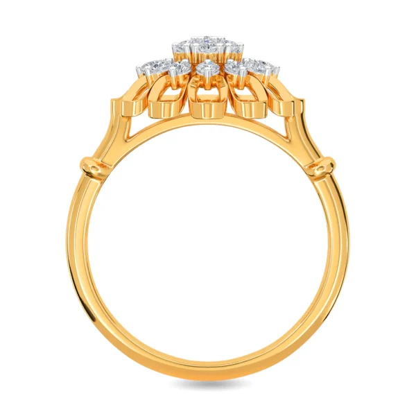 Gold Blooming Flower Cluster Lab Diamond Engagement Ring - Image 3