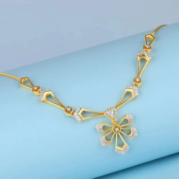 Radiant Blossom Gold Lab Diamond Necklace - Image 3