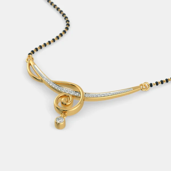 Swirling Diamond-Embellished Gold Mangalsutra Pendant - Image 3