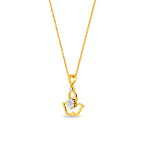 14KT Gold Lab Diamond Lotus Flower Pendant - Image 3