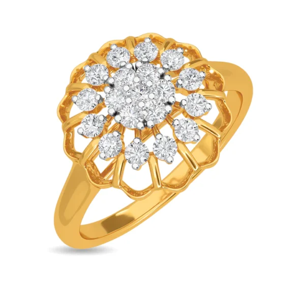 14KT Yellow Gold Floral Brilliance Cluster Lab Diamond Ring - Image 5