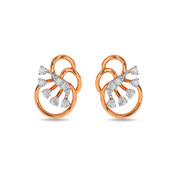 14KT Gold Elegantly Intertwined Lab Diamond Earrings - Image 5