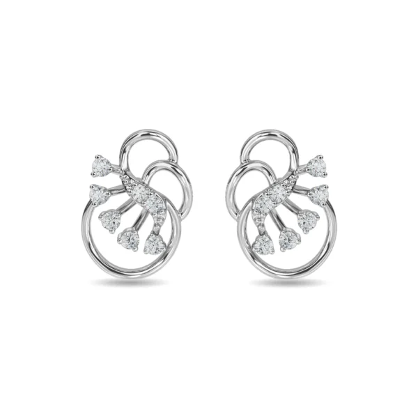 14KT Gold Elegantly Intertwined Lab Diamond Earrings - Image 4