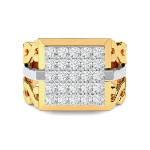 18KT Gold Diamond Grid Chain Link Ring for Man RI143