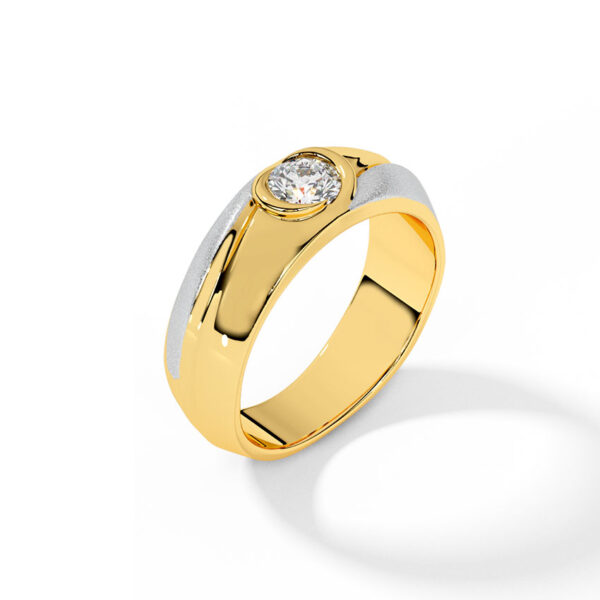 Gold Two-Tone Male Ring With Lab Diamonds - Image 4