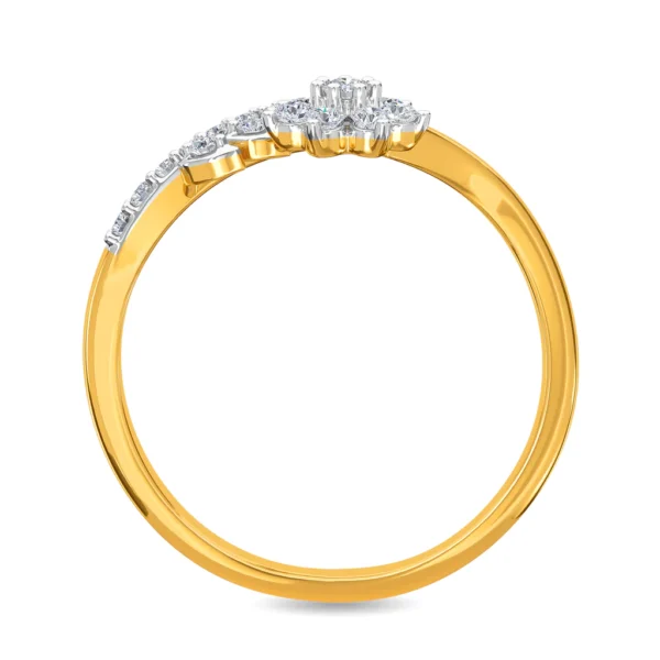 Gold Blooming Flower Slender Leaves Lab Diamond Ring for Engagement - Image 6