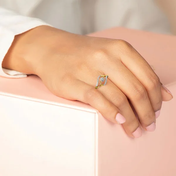 Buy Modern Floral Brilliance Gold Diamond Ring online - Image 2