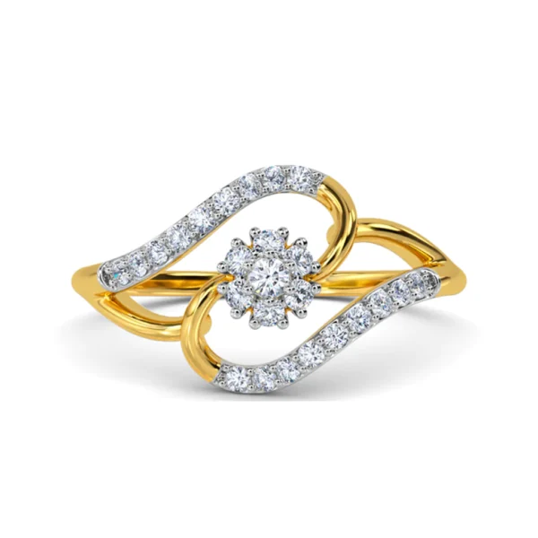 Buy Modern Floral Brilliance Gold Diamond Ring online - Image 4
