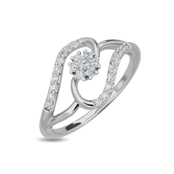 Buy Modern Floral Brilliance Gold Diamond Ring online - Image 3
