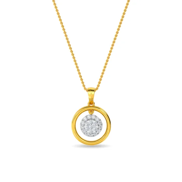 Circular Gold Frame Lab Diamond-Encrusted Pendant for Her