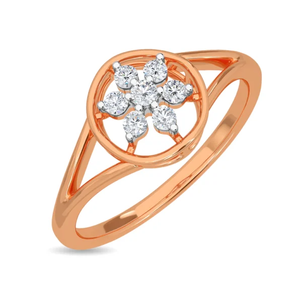 Contemporary Floral Brilliance Gold Diamond Engagement Ring - Image 4