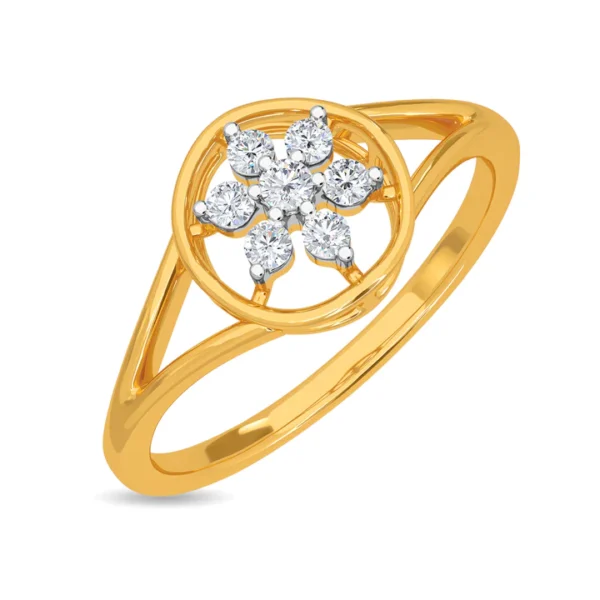 Contemporary Floral Brilliance Gold Diamond Engagement Ring