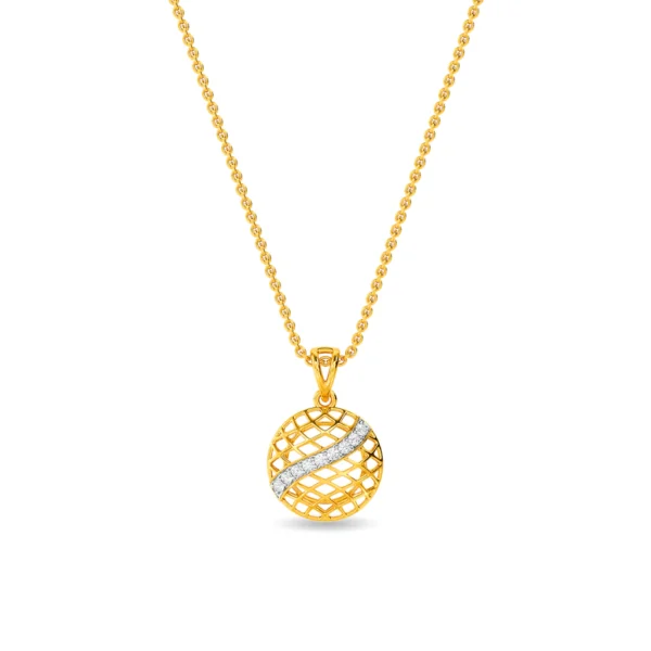 Crisscross Sparkle Sphere Gold Lab Diamond Pendant