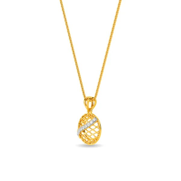 Crisscross Sparkle Sphere Gold Lab Diamond Pendant - Image 4