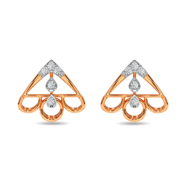 Lab Diamond-Embellished Geometric Gold Loop Earrings - Image 3
