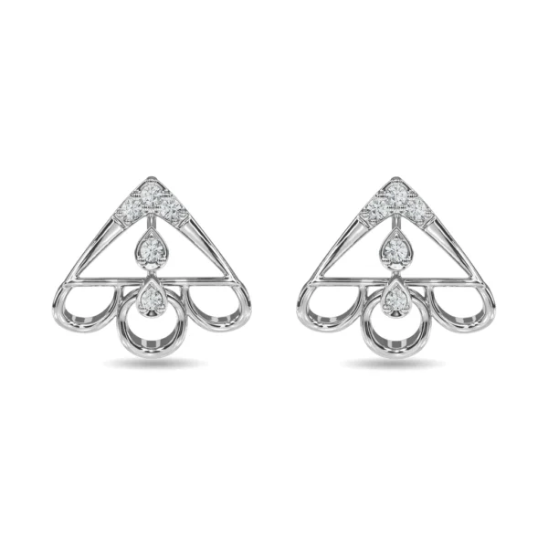 Lab Diamond-Embellished Geometric Gold Loop Earrings - Image 2
