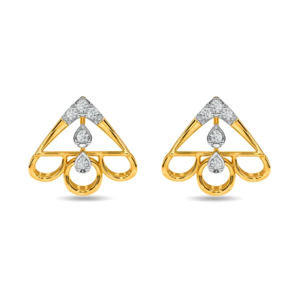 Lab Diamond-Embellished Geometric Gold Loop Earrings
