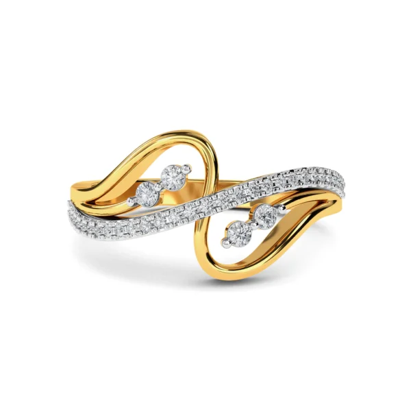 Lab Diamond Gold Intertwined Design Ring for Her - Image 5