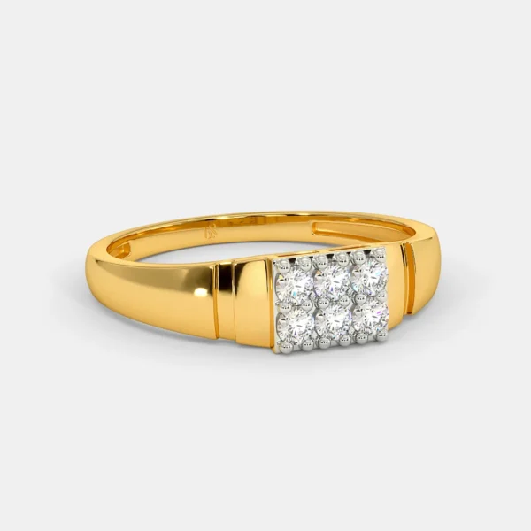 Lab Diamond Prong Set Yellow Gold Band Ring For Men