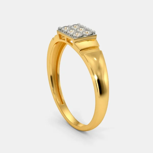 Lab Diamond Prong Set Yellow Gold Band Ring For Men - Image 3